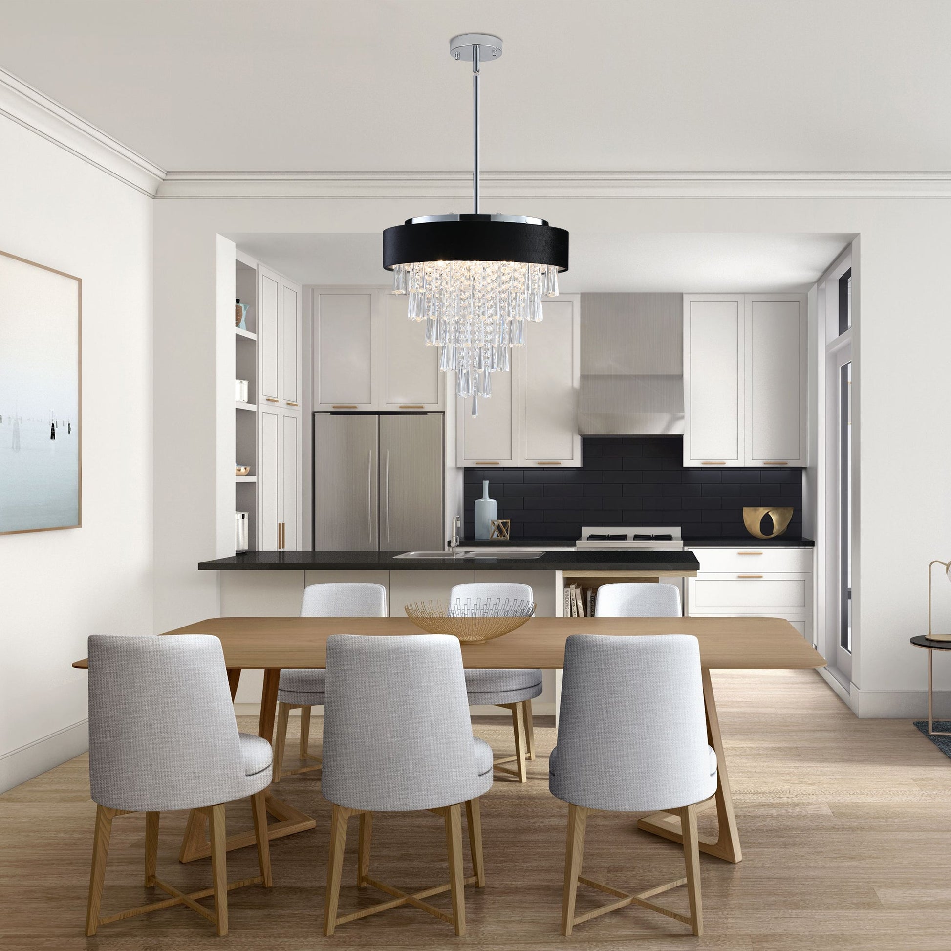 18-inch modern crystal chandelier with black velvet shade by HouseOfZazla on Tampa Home & Garden Store