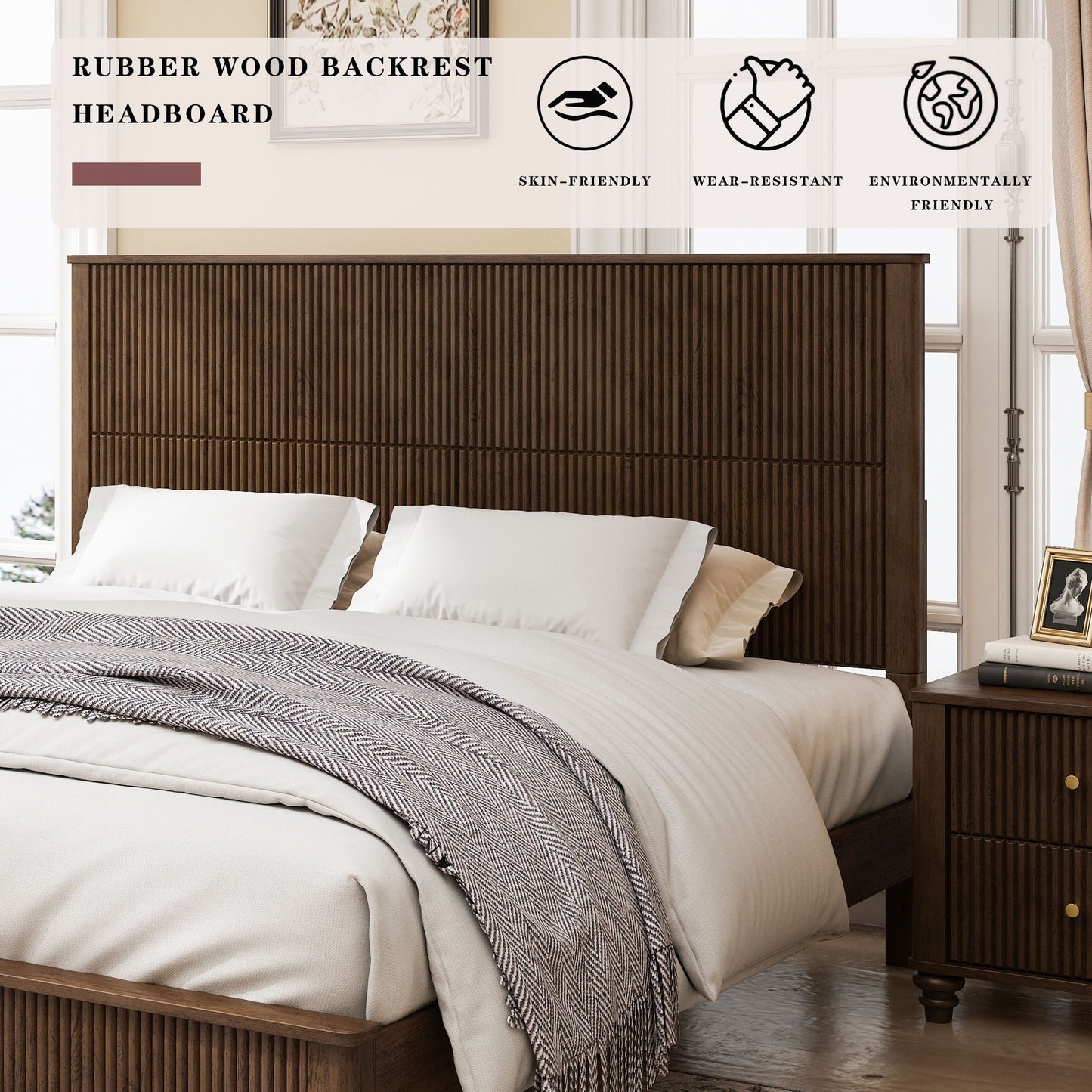 Solid Wood Platform Bed and the Tall Headboard