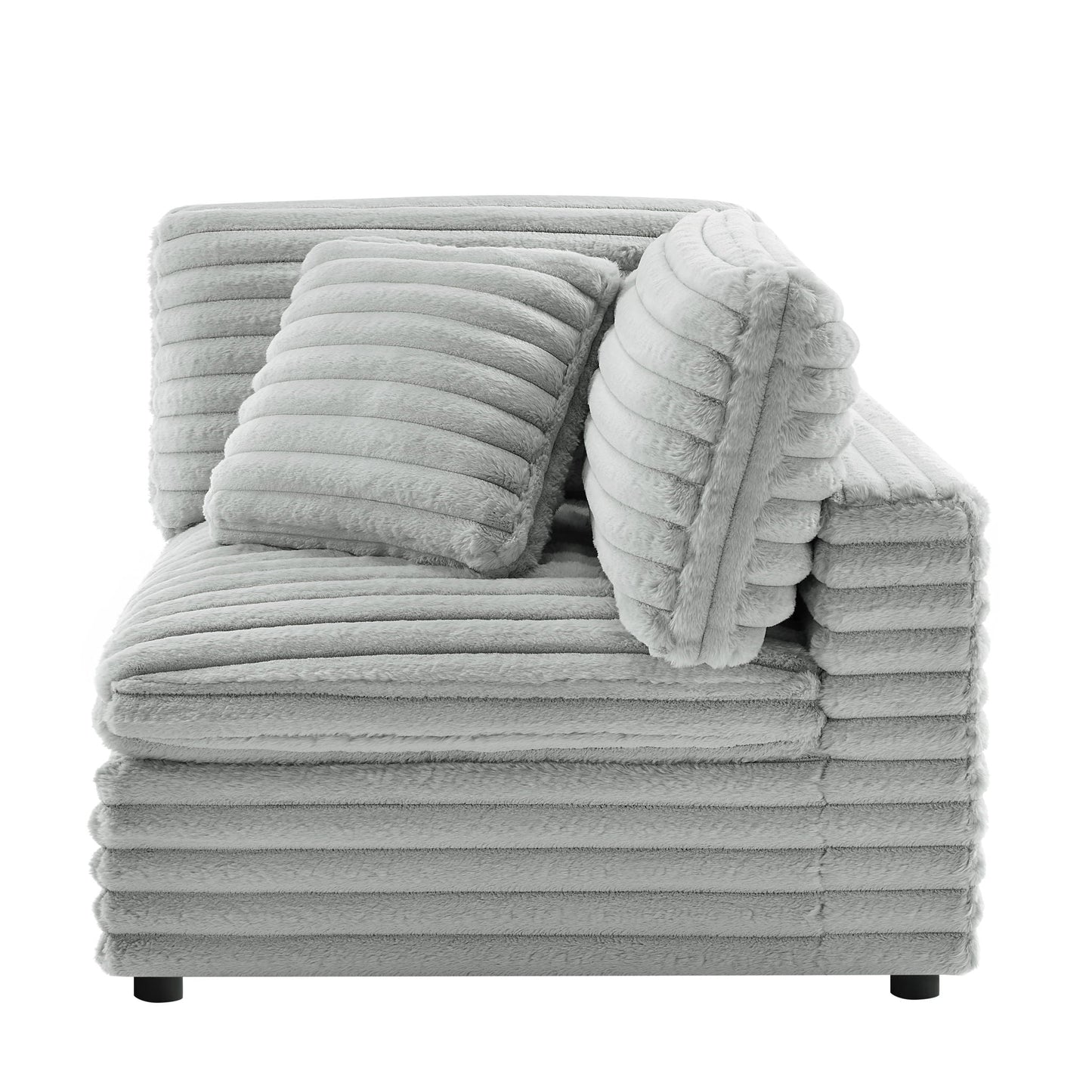 Jenny 2 Piece Sofa Sectional gray plush fur cushions on stacked sofa on Tampa Home & Garden Store