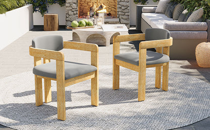 Set of Two Outdoor Acacia Wood Dining Chairs