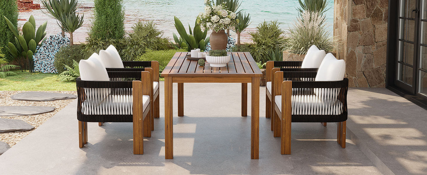 Luxury 5 Piece Acacia Wood Patio Dining Set for 4
