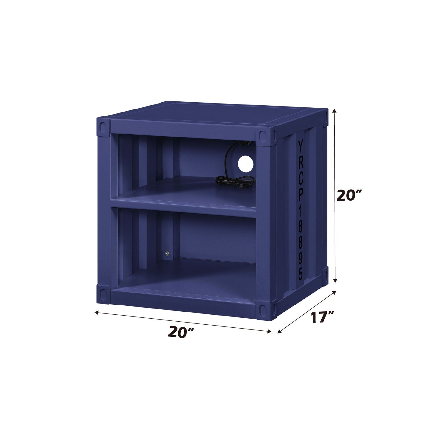 Cargo Nightstand with USB by HouseOfZazla, blue crate-style accent nightstand 20x17x20 in on Tampa Home & Garden Store