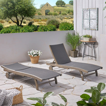 Outdoor chaise lounges gray wicker seats with pull-out trays, sunloungers by HouseOfZazla on Tampa Home & Garden Store