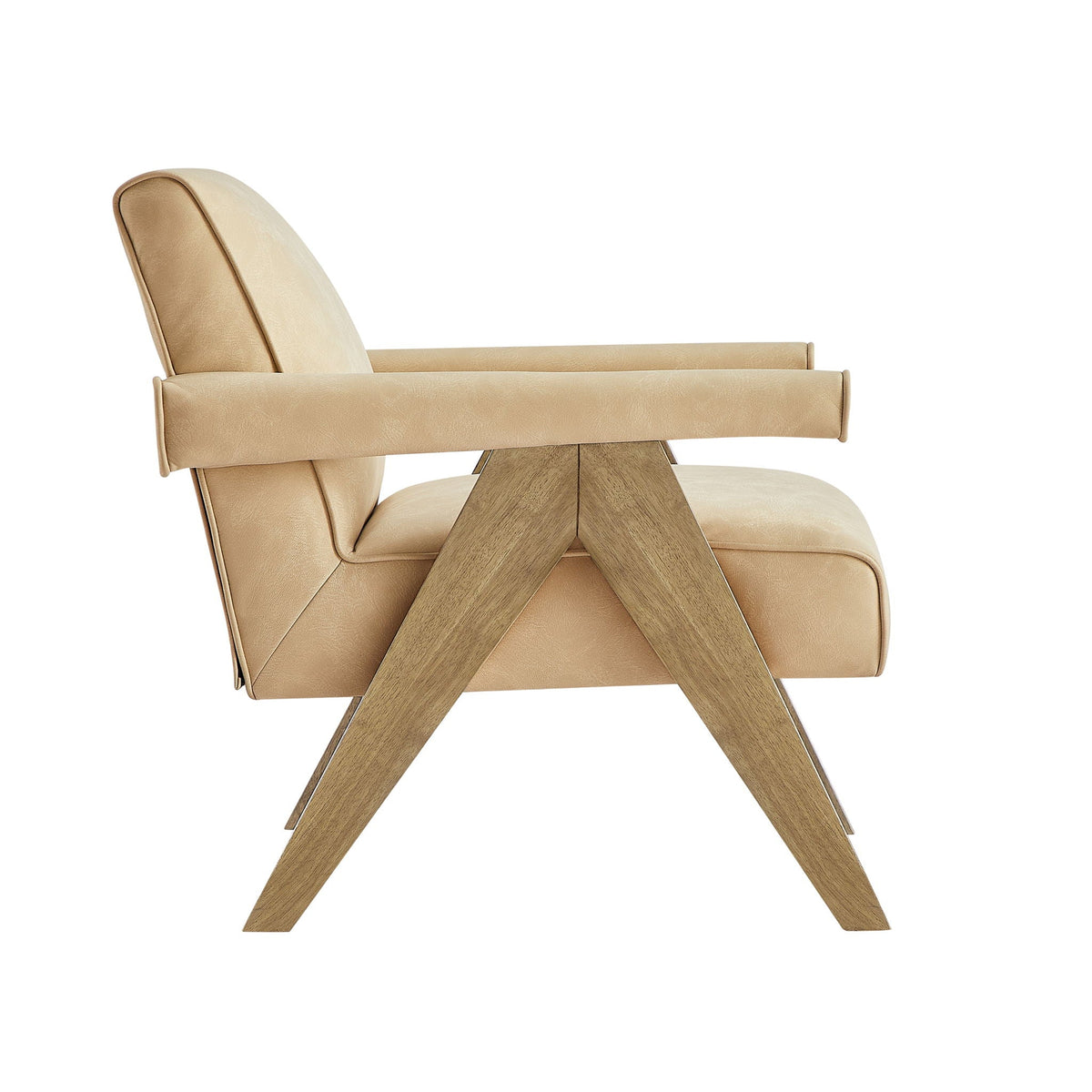 Nessi Arm Chair with solid wood A-frame in light brown leather by HouseOfZazla on Tampa Home & Garden Store