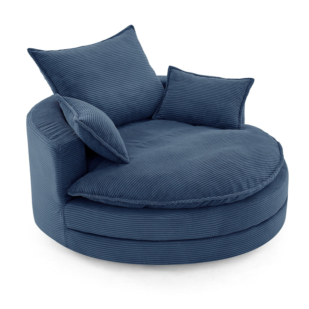 Swivel barrel chair with cushions in blue corduroy upholstery by HouseOfZazla on Tampa Home & Garden Store