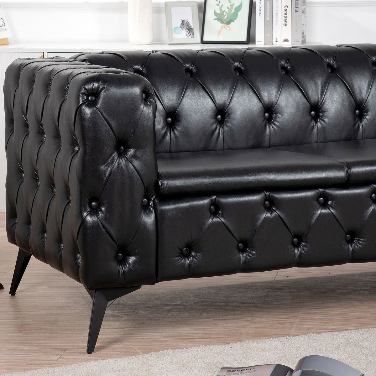 Modern 3 Seater Sofa with Square Arm and Cushion
