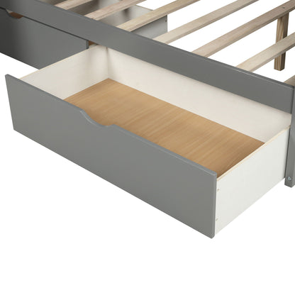 Bunk bed with storage drawers gray frame and natural wood slats HouseOfZazla on Tampa Home & Garden Store