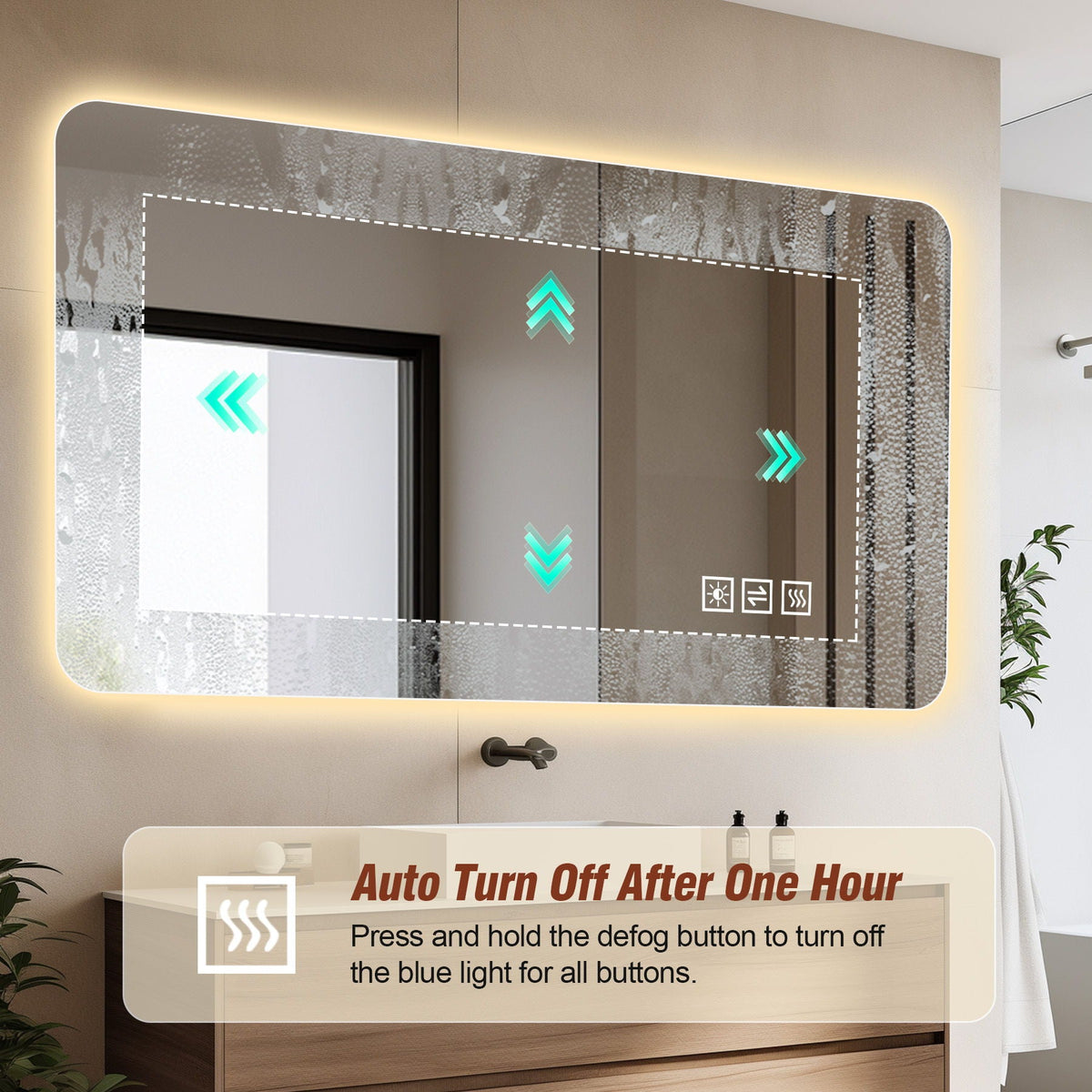 Wall Mounted LED Lighting Mirror with 3-Color Dimmable Light, silver frame by HouseOfZazla on Tampa Home & Garden Store