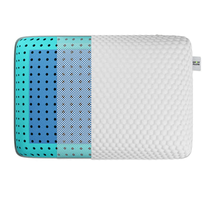Gel memory foam cooling bed pillow, phase change tech, white cover and perforated panels on Tampa Home & Garden Store