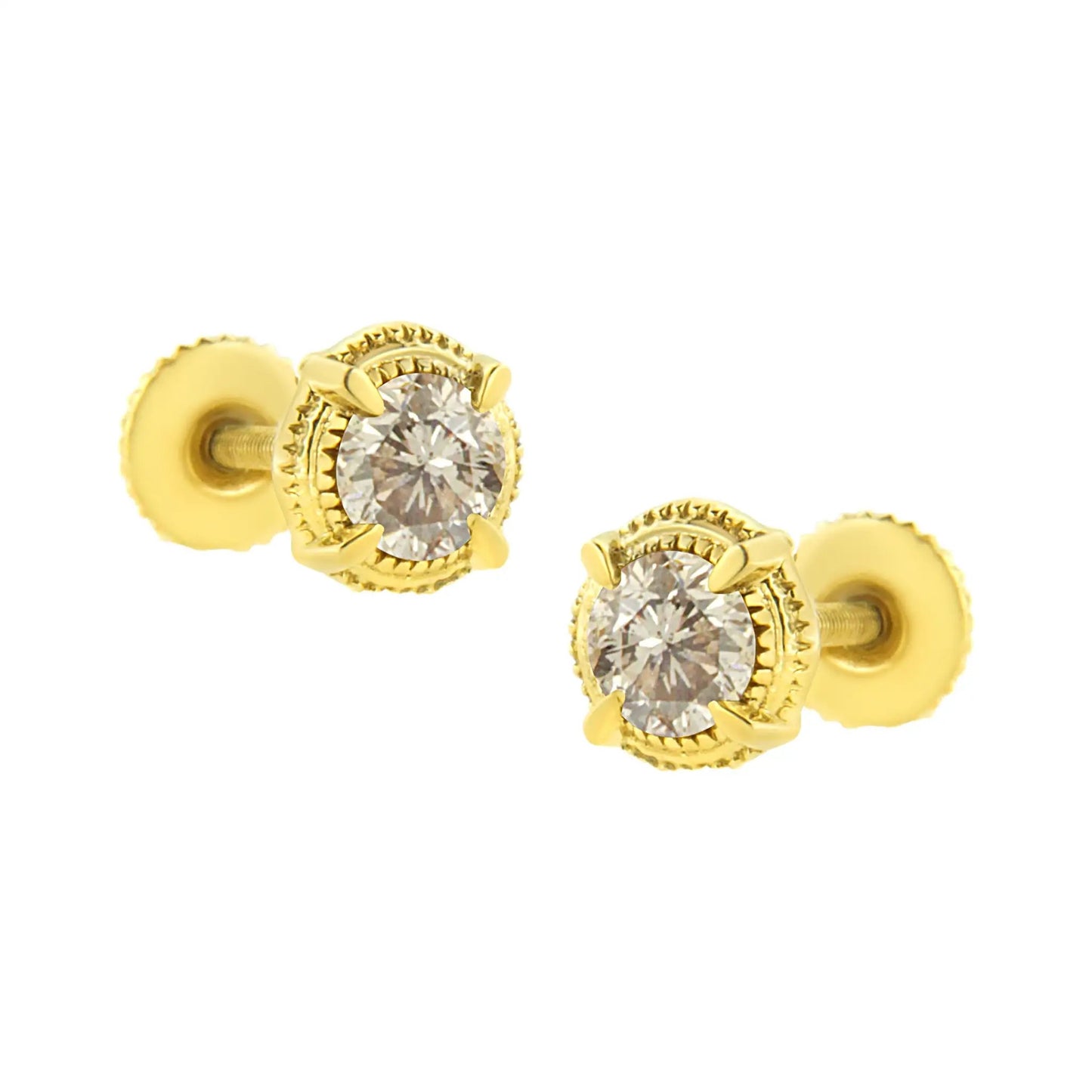 Diamond stud earrings 14K yellow gold plated over .925 silver 1.0 ct tw K-L I2-I3 Bids.com on Tampa Home & Garden Store