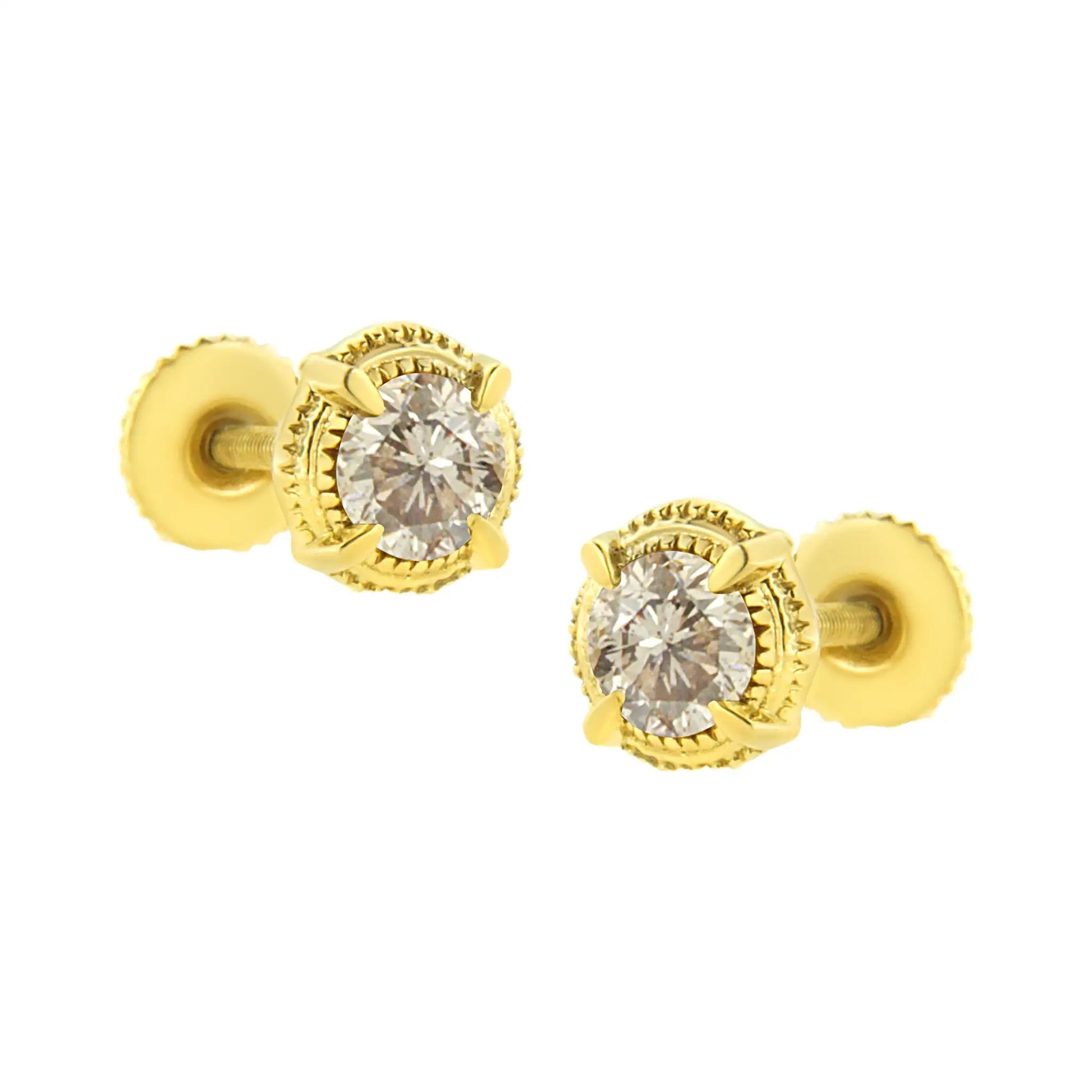 Diamond stud earrings 14K yellow gold plated over .925 silver 1.0 ct tw K-L I2-I3 Bids.com on Tampa Home & Garden Store