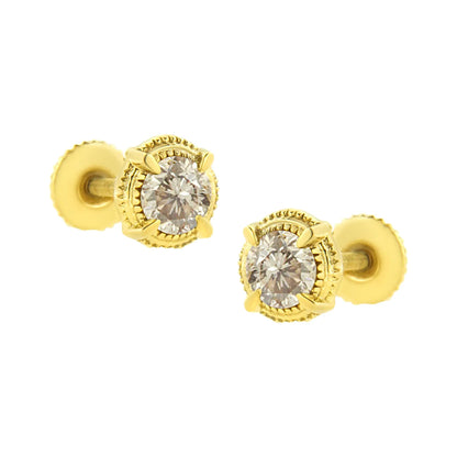 Diamond stud earrings 14K yellow gold plated over .925 silver 1.0 ct tw K-L I2-I3 Bids.com on Tampa Home & Garden Store