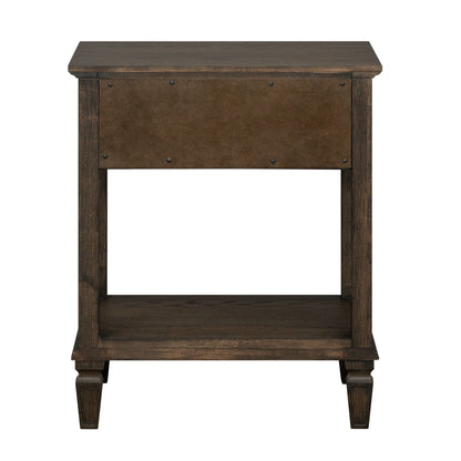 Bedside table with drawer and shelf in dark brown wood by HouseOfZazla accent nightstand on Tampa Home & Garden Store