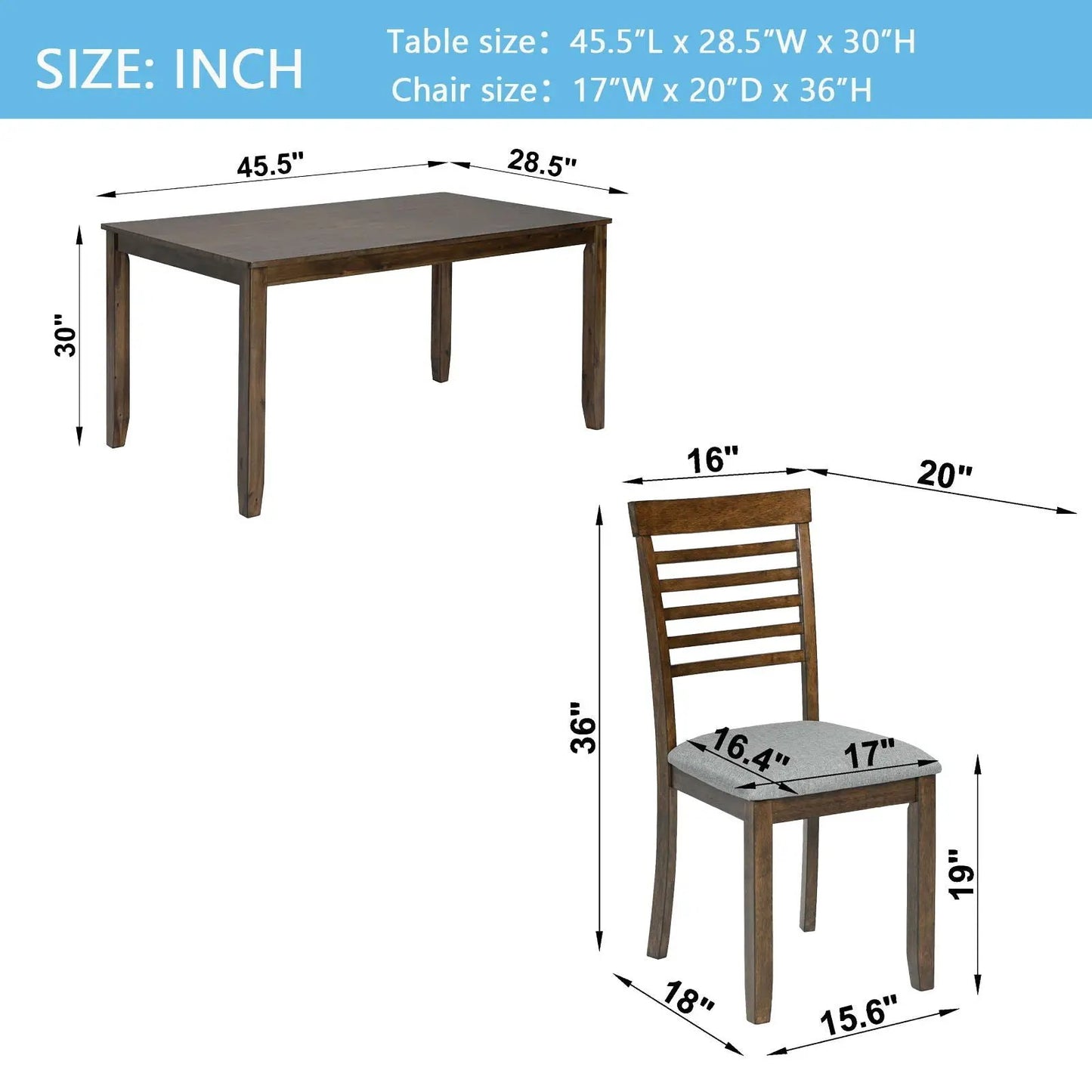 5 Piece Modern Dining Set Table With Chairs