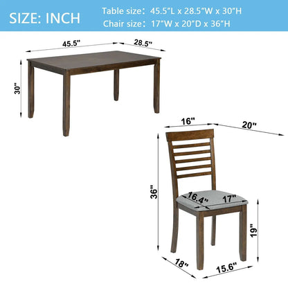 5 Piece Modern Dining Set Table With Chairs