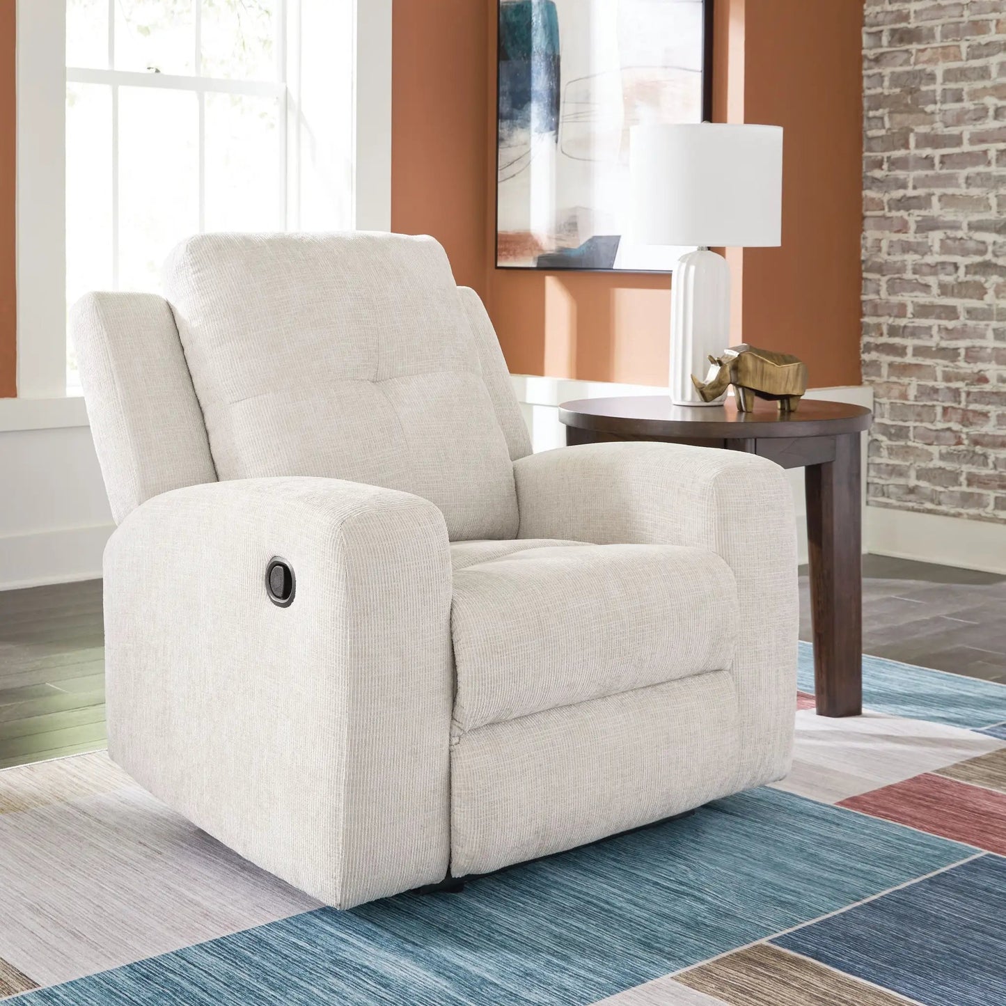 Danum Zero Wall Recliner from Unique Piece Furniture in light beige fabric upholstery on Tampa Home & Garden Store