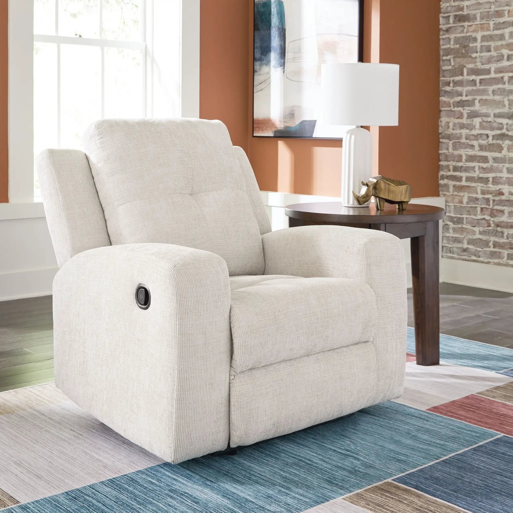 Danum Zero Wall Recliner from Unique Piece Furniture in light beige fabric upholstery on Tampa Home & Garden Store