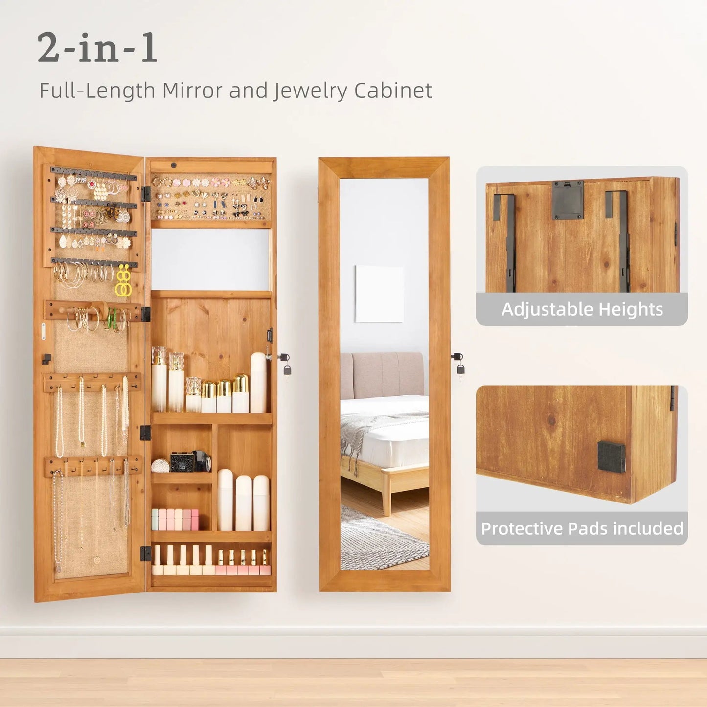 Wall Mounted Jewelry Armoire With Led Light