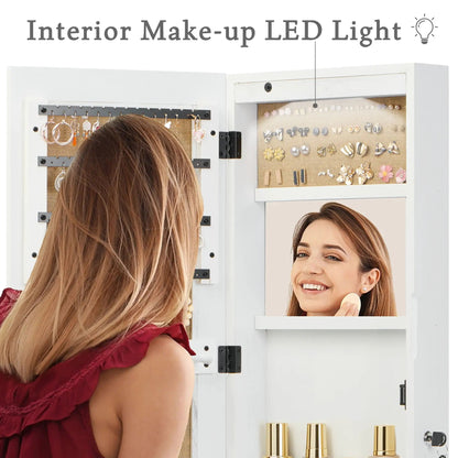 Wall Mounted Jewelry Armoire With Led Light