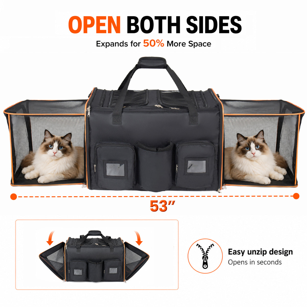 2-in-1 Cat Carrier Stroller for 2 cats with expandable design and rolling wheels HouseOfZazla on Tampa Home & Garden Store