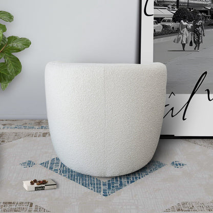 White boucle lounge chair with fully padded back for a plush, modern armchair look on Tampa Home & Garden Store