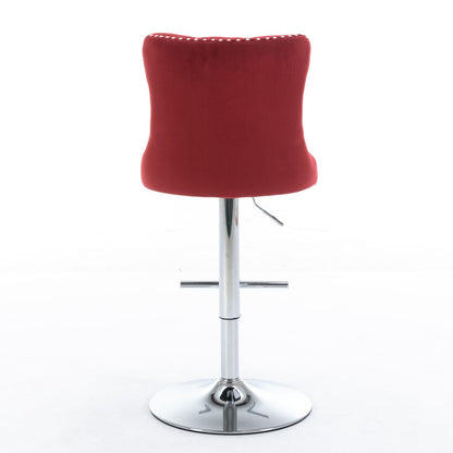 Swivel adjustable height red barstools set of 2 by HouseOfZazla with chrome pedestal base on Tampa Home & Garden Store