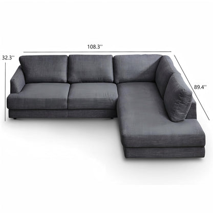 Glander - Comfortable Cozy Sectional Sofa by HouseOfZazla, dark gray fabric, L-shaped with chaise on Tampa Home & Garden Store