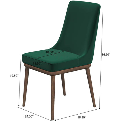 Kate Mid-Century Dining Chair set of 2 emerald green upholstery with wood legs on Tampa Home & Garden Store
