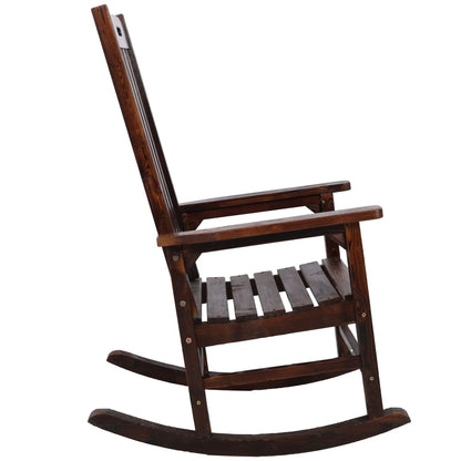 Oversized porch rocker chair in dark wood with wide seat and tall backrest by Unique Piece Furniture on Tampa Home & Garden Store
