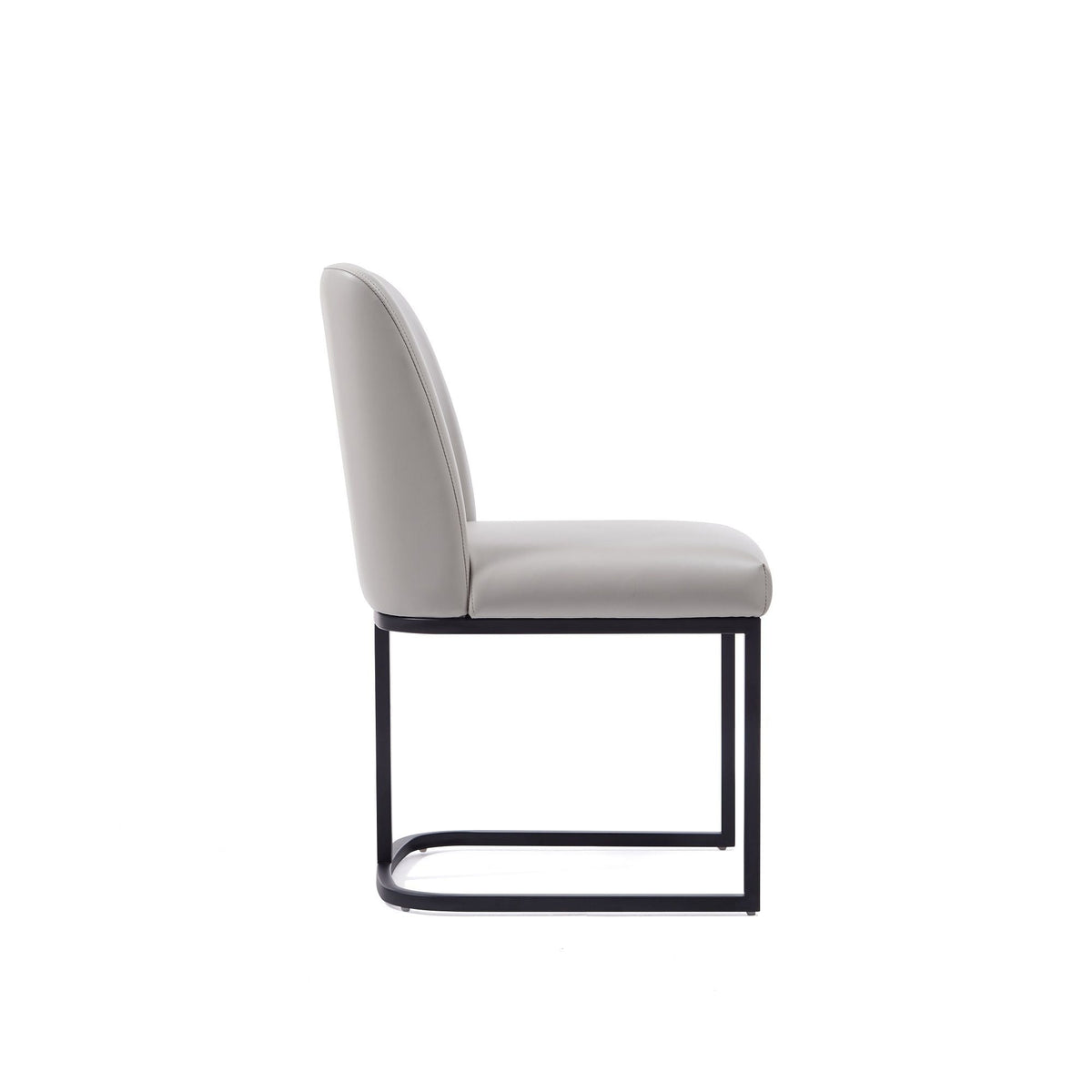 Serena Dining Chair with Geometric Metal Base, gray upholstery, black metal frame on Tampa Home & Garden Store