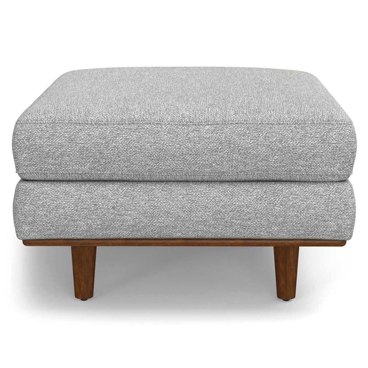 Morrison Ottoman and Feather Cushion upholstered bench in grey fabric with wood legs on Tampa Home & Garden Store