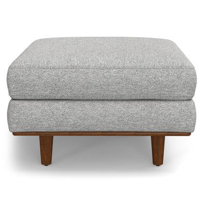 Morrison Ottoman and Feather Cushion upholstered bench in grey fabric with wood legs on Tampa Home & Garden Store
