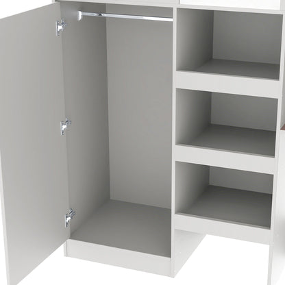 HouseOfZazla loft bed with built-in wardrobe and shelves in gray, includes hanging rail on Tampa Home & Garden Store