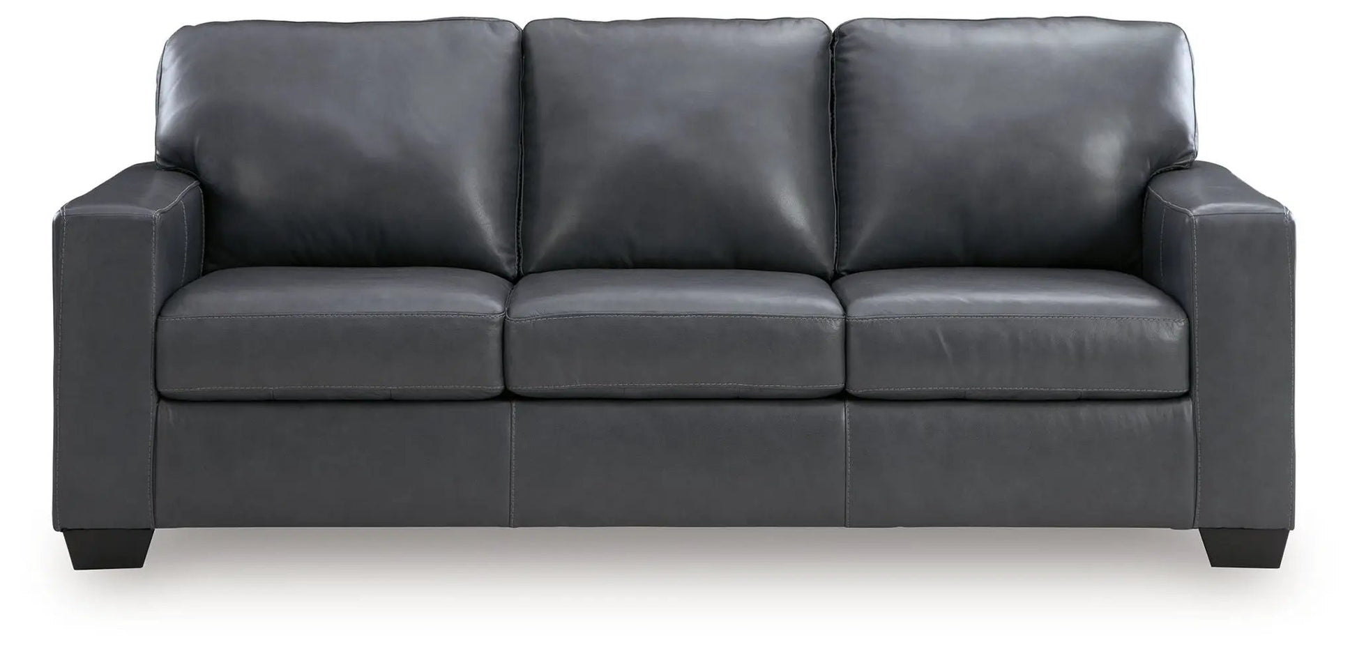 Bolsena sofa three-seat stationary in charcoal gray leather with square arms on Tampa Home & Garden Store