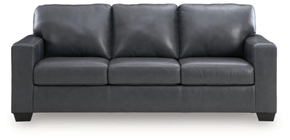 Bolsena sofa three-seat stationary in charcoal gray leather with square arms on Tampa Home & Garden Store