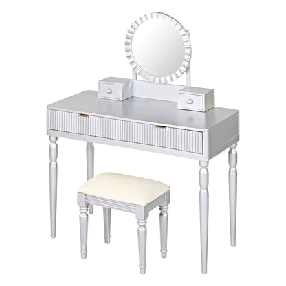 Luxury Vanity Desk Round Mirror Dressing Table