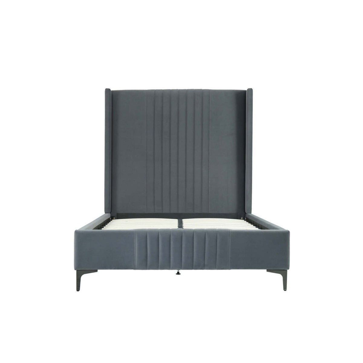 Promenade bed with slats in gray-blue fabric, metal legs on Tampa Garden Store on Tampa Home & Garden Store