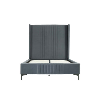 Promenade bed with slats in gray-blue fabric, metal legs on Tampa Garden Store on Tampa Home & Garden Store