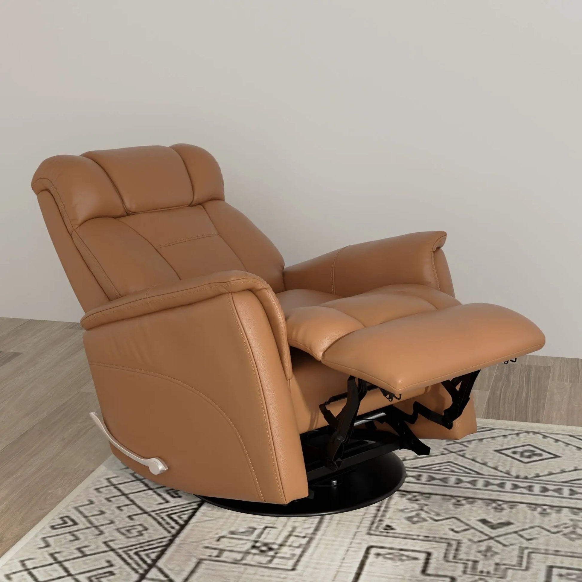 Bentley Swivel Recliner tan leather with manual headrest & footrest Unique Piece Furniture on Tampa Home & Garden Store