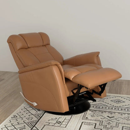 Bentley Swivel Recliner tan leather with manual headrest & footrest Unique Piece Furniture on Tampa Home & Garden Store