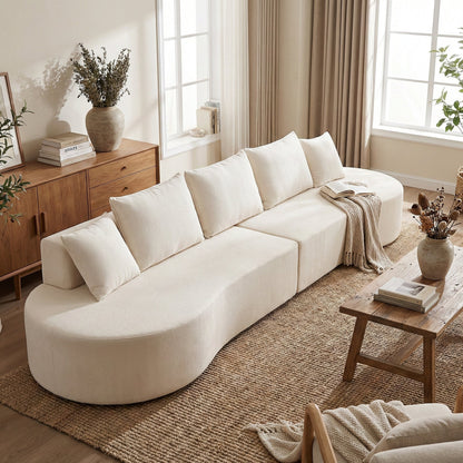 138.6-inch modern curved modular sectional sofa in cream fabric by HouseOfZazla on Tampa Home & Garden Store