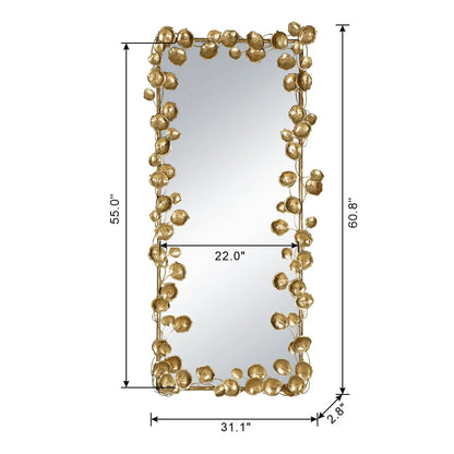 Gold leaf full-length mirror with leaf border, floor mirror by Unique Piece Furniture on Tampa Home & Garden Store