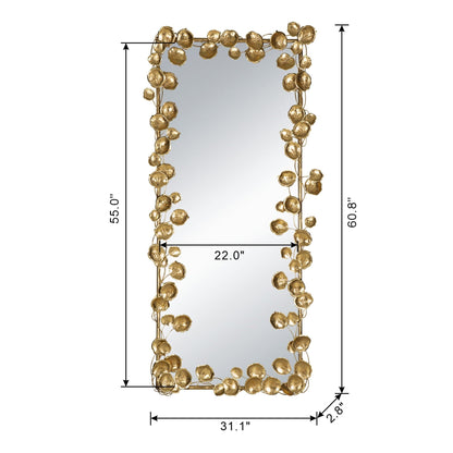 Full Length Mirror with Gold Leaf Accents, floor mirror with a gold vine frame by HouseOfZazla on Tampa Home & Garden Store