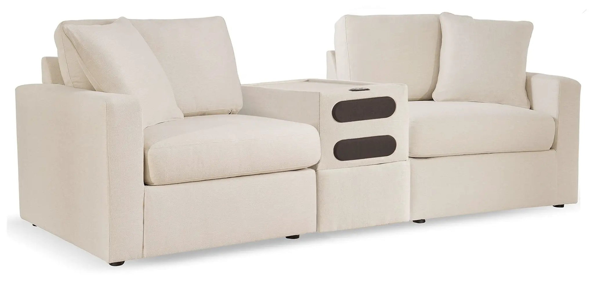 Modmax Oyster Sectional sofa, beige fabric with center console by Unique Piece Furniture on Tampa Home & Garden Store