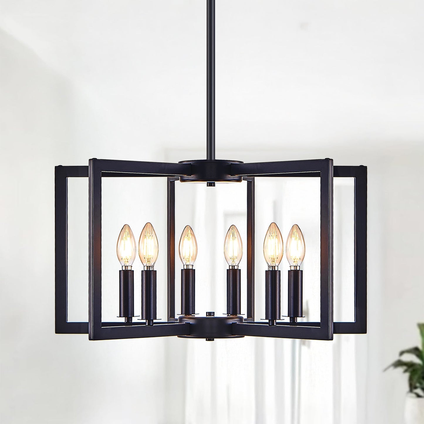 22' Modern Black Geometric 6-Light Chandelier by HouseOfZazla with industrial metal frame on Tampa Home & Garden Store