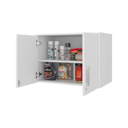 Danbury Wall Storage Cabinet HouseOfZazla, white cabinet with open doors and paint cans on Tampa Home & Garden Store