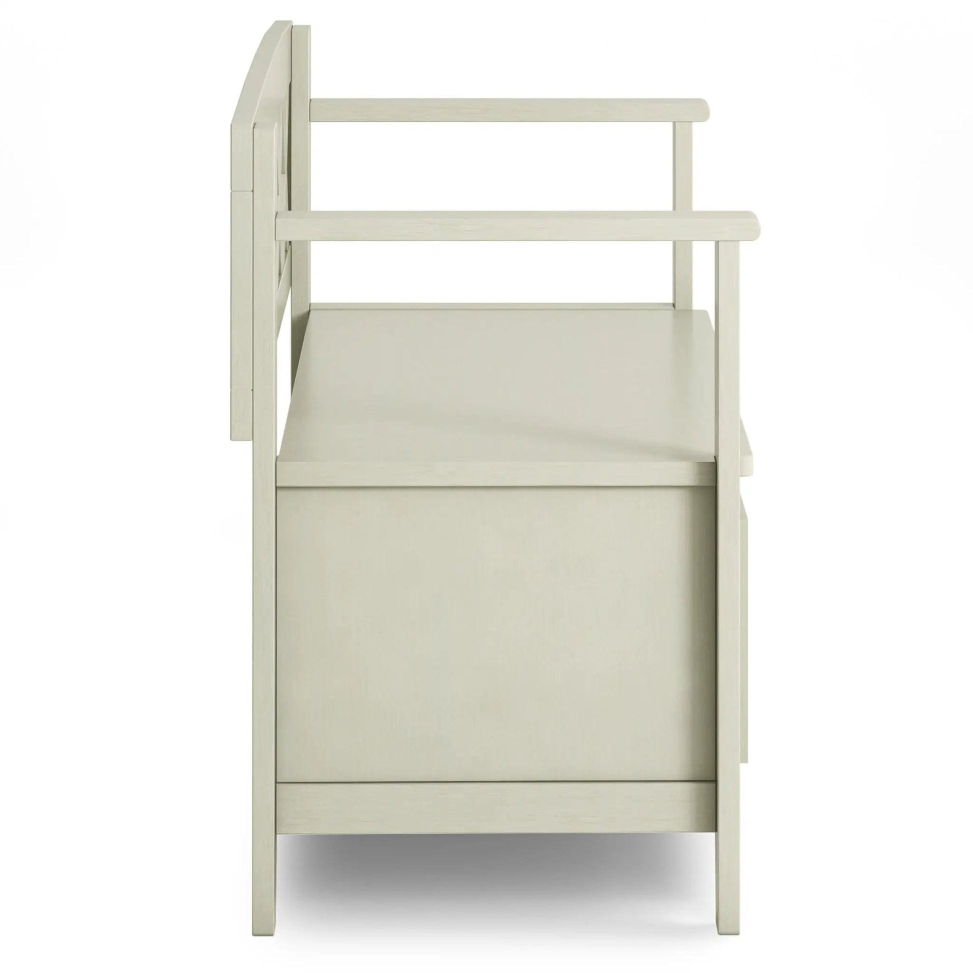 Amherst Handcrafted Entryway Storage Bench, cream finish, shelf by Unique Piece Furniture on Tampa Home & Garden Store