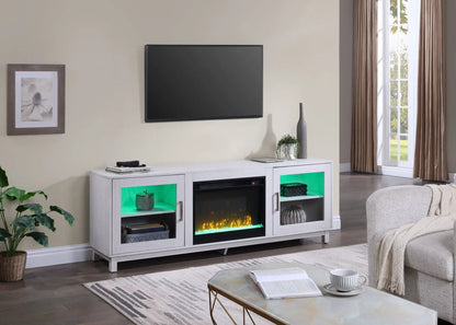 Summit TV Console with Fireplace White Walnut