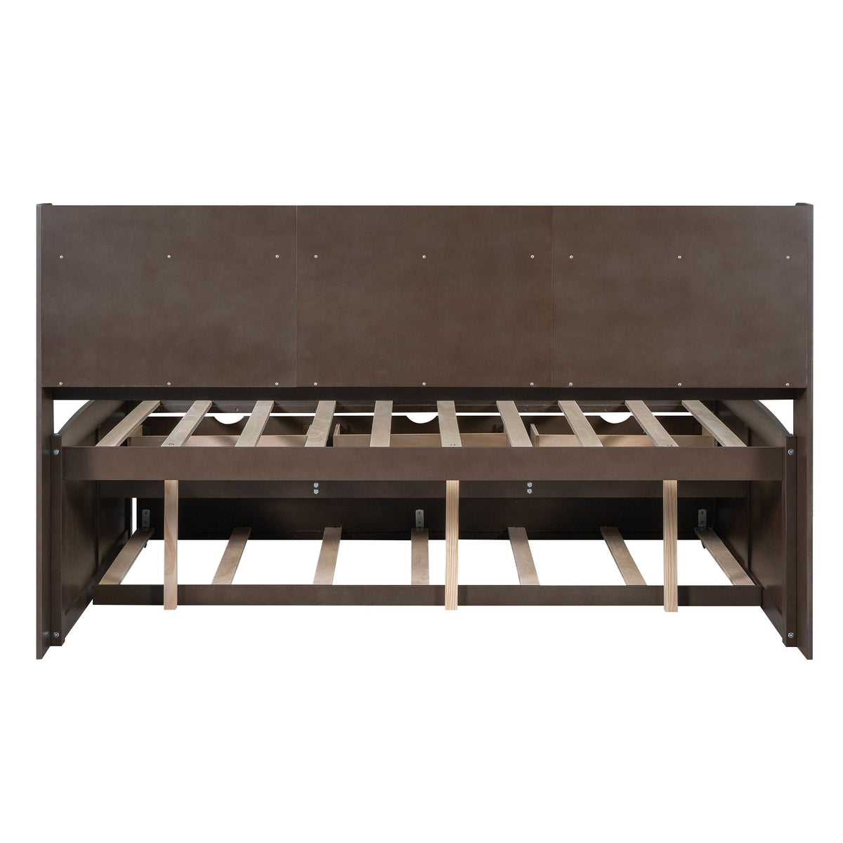Captain Bed with built-in bookshelves and trundle in dark brown wood by HouseOfZazla on Tampa Home & Garden Store