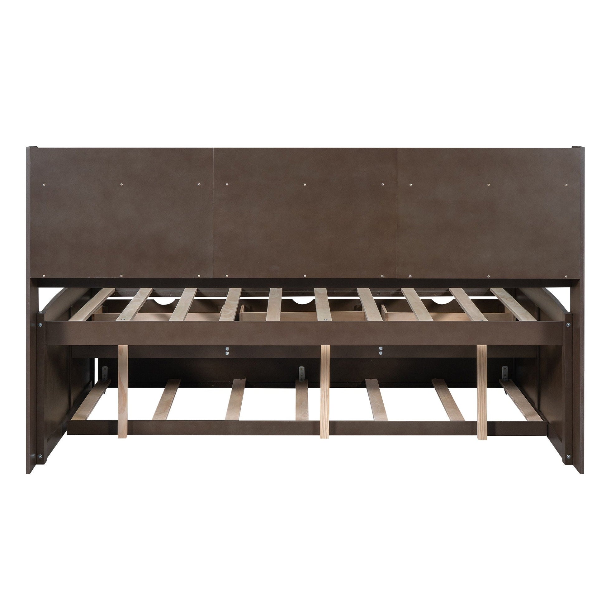 Captain Bed with built-in bookshelves and trundle in dark brown wood by HouseOfZazla on Tampa Home & Garden Store